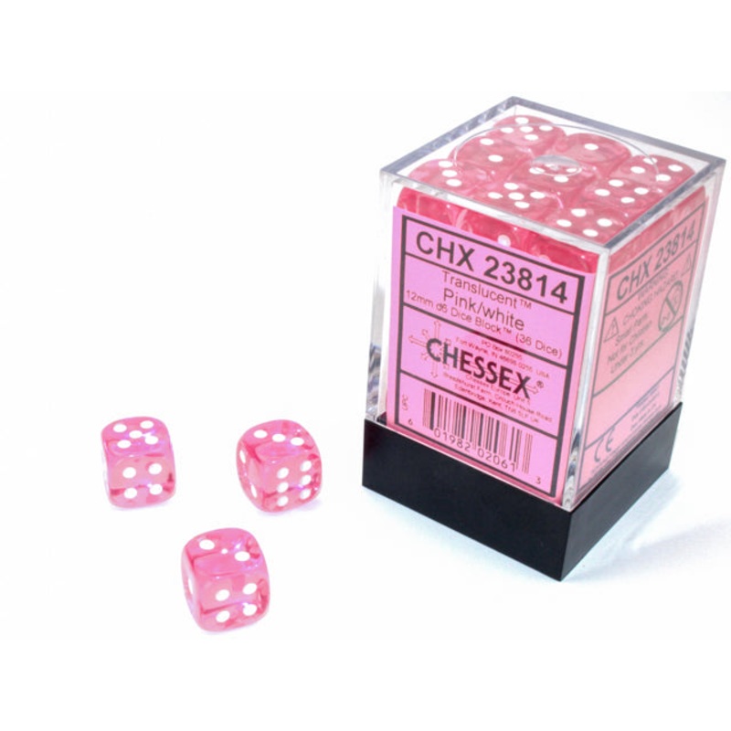 Chessex: Translucent - Pink/White (36)