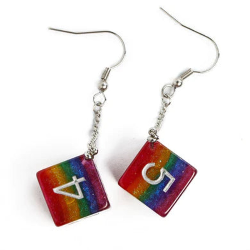 D6 Earring: Glitter Rainbow