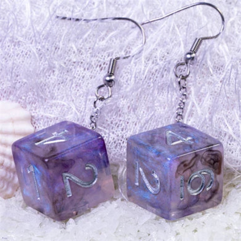 D6 Earring: Purple & Black