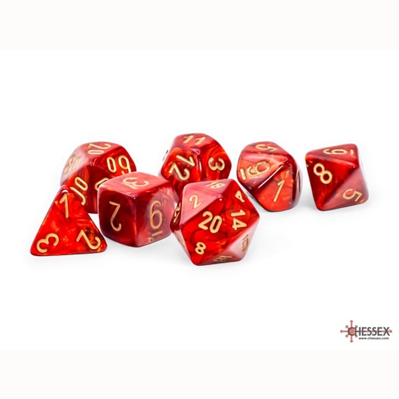 Mega RPG Dice Set: Scarab - Scarlet/Gold