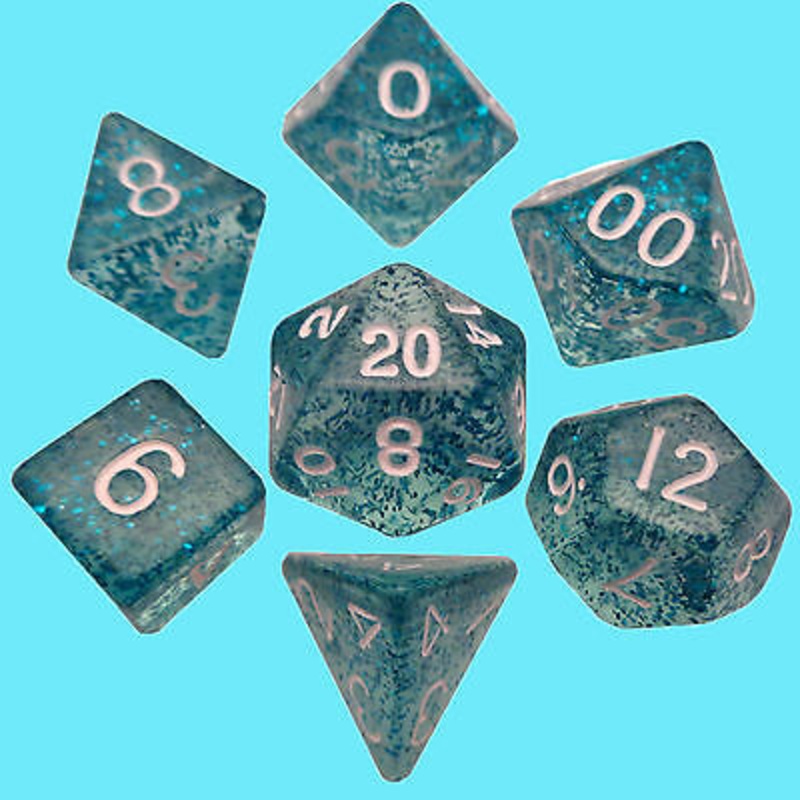 Mini Polyhedral Dice Set: Ethereal Light Blue