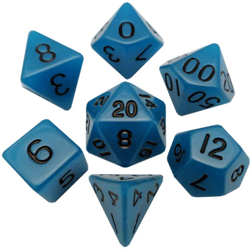 Mini RPG Dice Set: Glow Blue