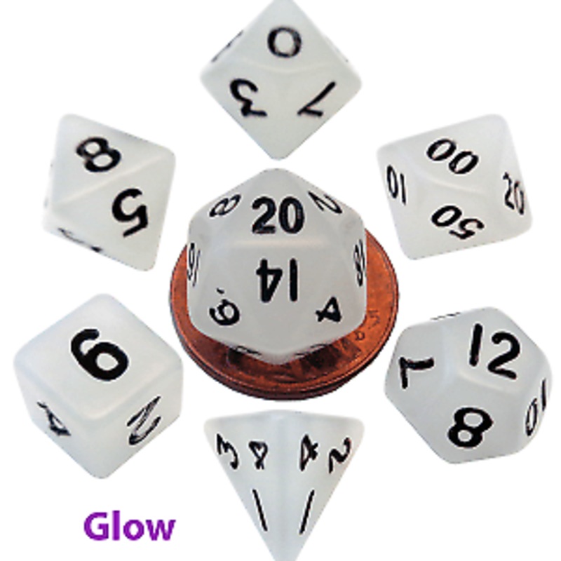 Mini RPG Dice Set: Glow Clear