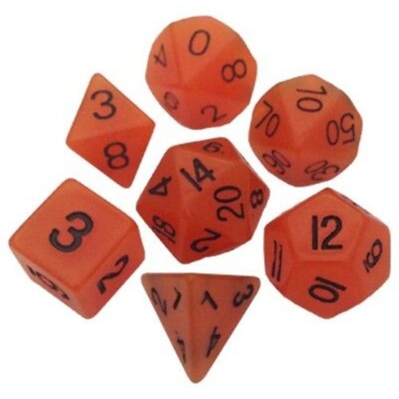 Mini RPG Dice Set: Glow Orange
