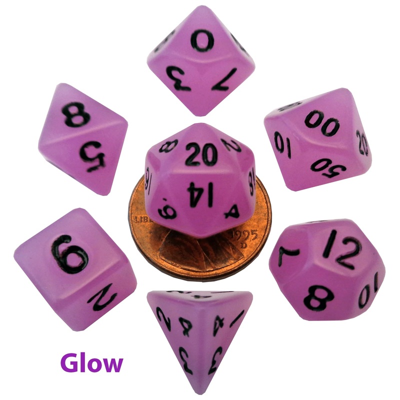 Mini RPG Dice Set: Glow Purple