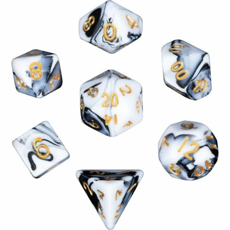 Mini RPG Dice Set: Marble/Gold