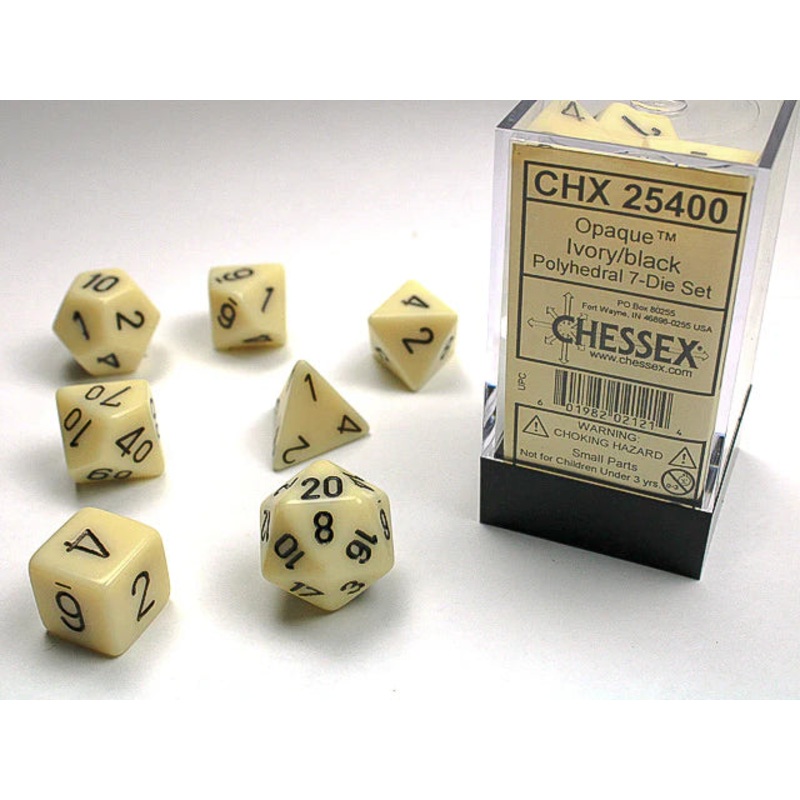 RPG Dice Set: Opaque Ivory/Black
