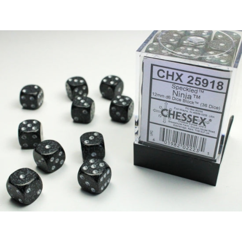 12mm D6 Brick: Speckled - Ninja (36)