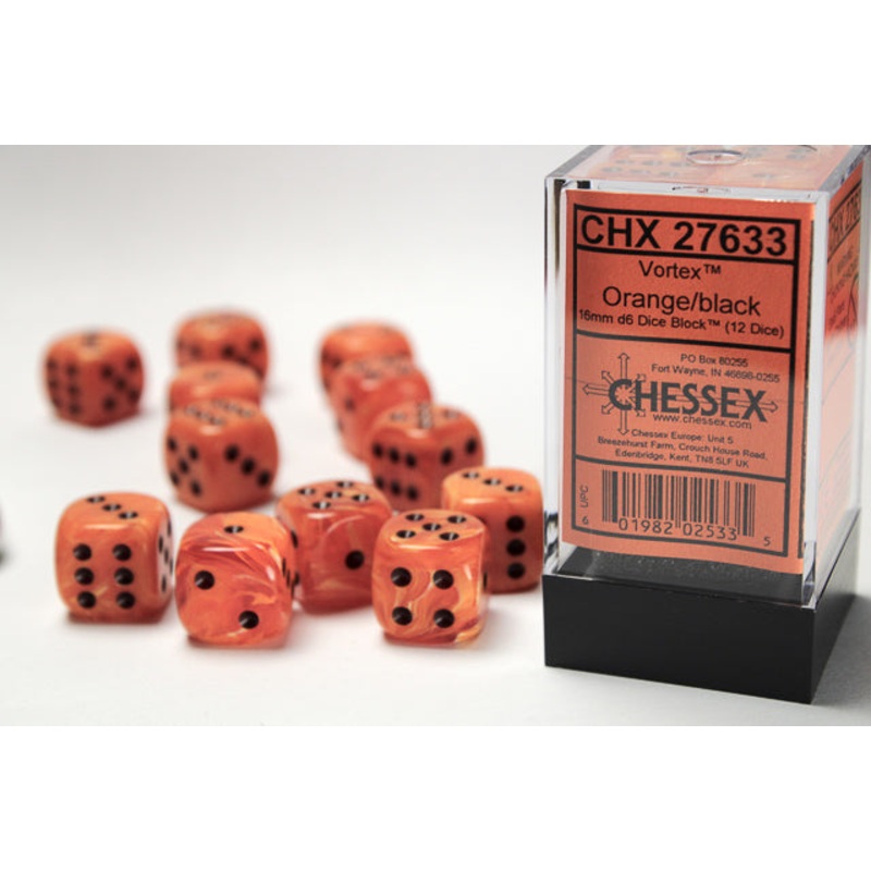 12mm D6 Brick: Vortex - Orange/Black (36)