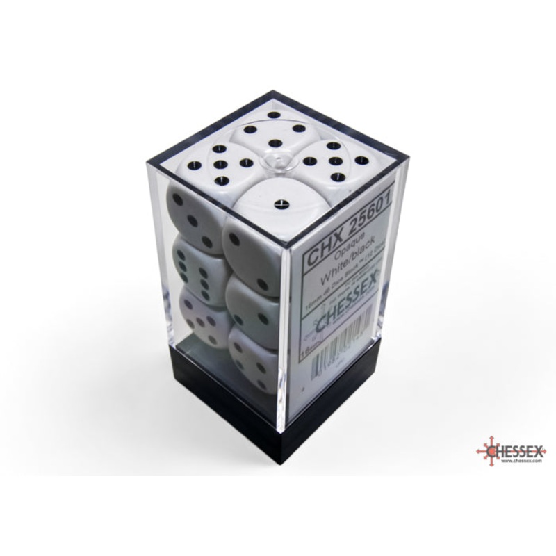 16mm D6 Brick: Opaque - White/Black (12)