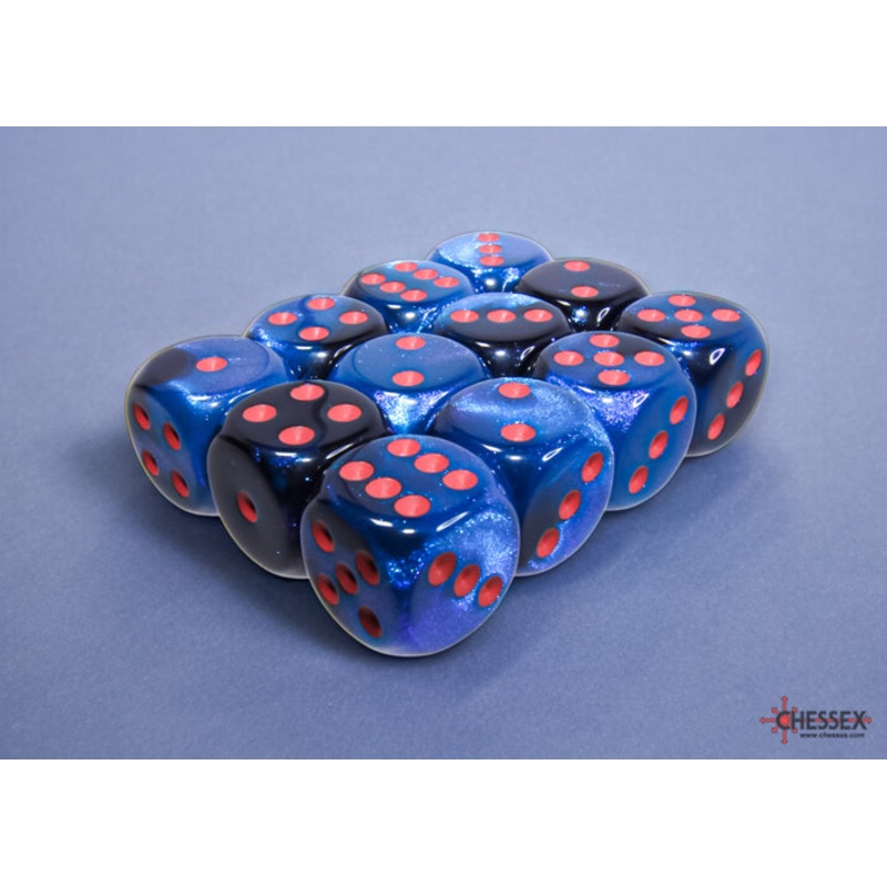 Chessex Dice: Gemini Black Starlight/Red 16mm d6 Set