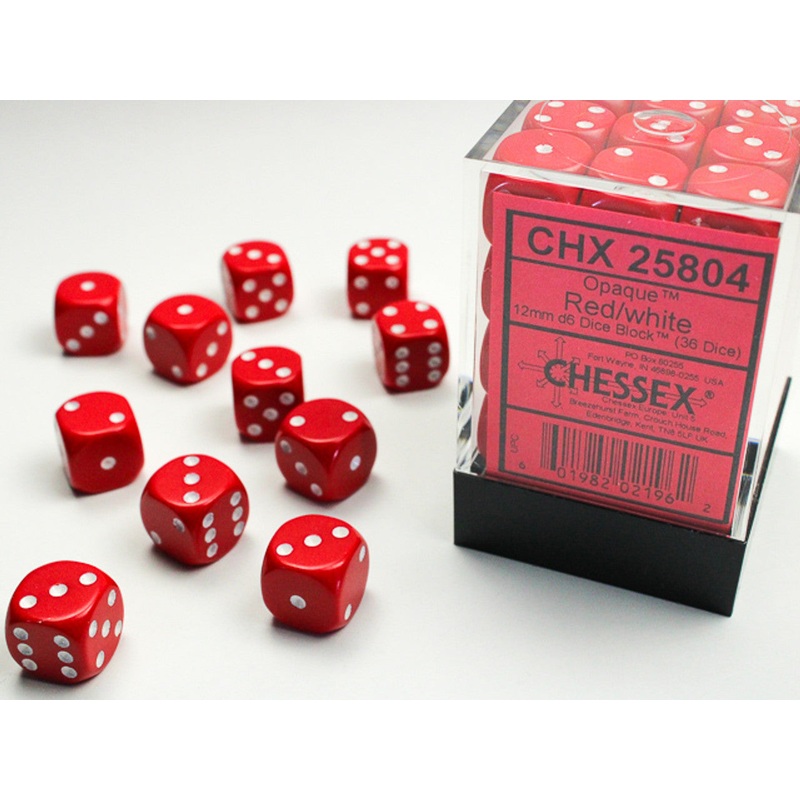 Chessex: Opaque Red/White - 36 ct