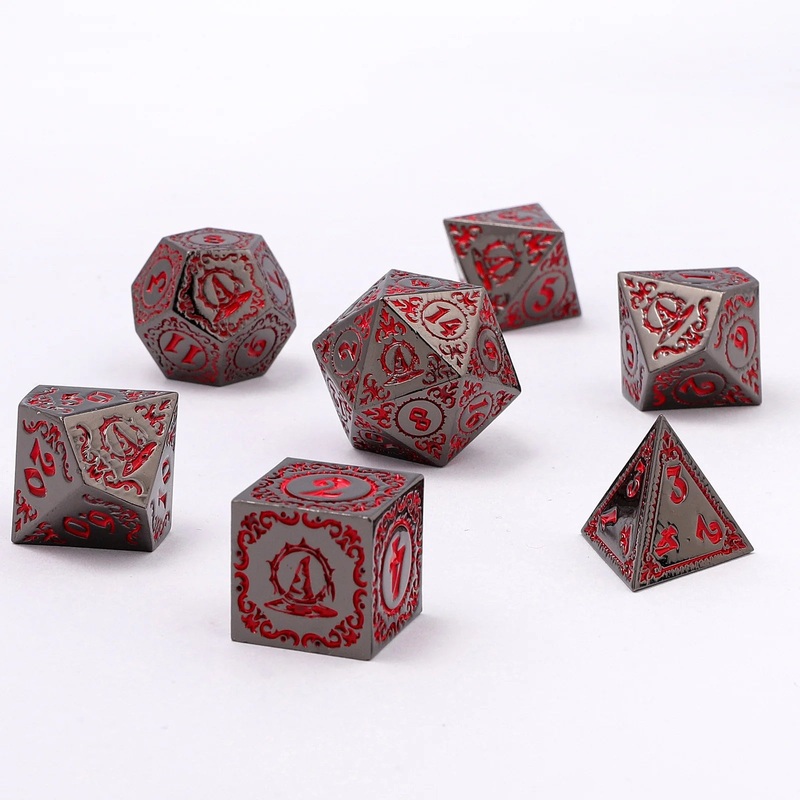 Metal RPG Dice Set: Wizard - Gunmetal and Blood