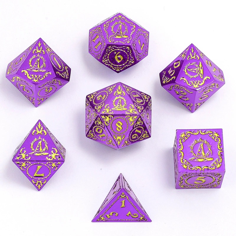 Metal RPG Dice Set: Wizard - Purple and Gold