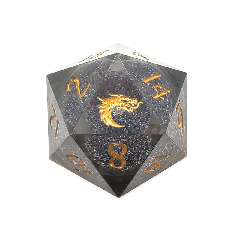 Sharp Edged 22mm D20: Liquid Core - Obsidian Fury