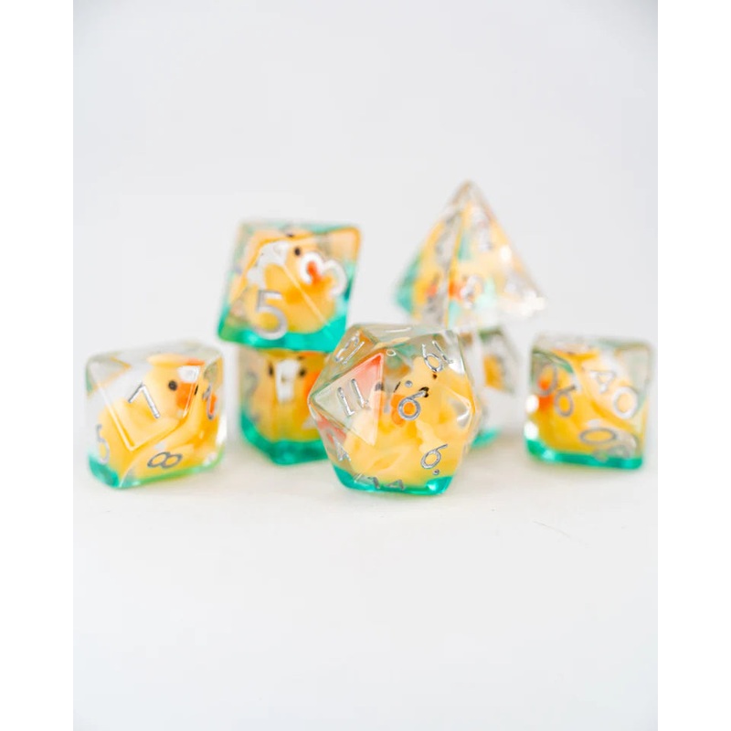 Acrylic Inclusion RPG Dice Set: Rubber Ducky