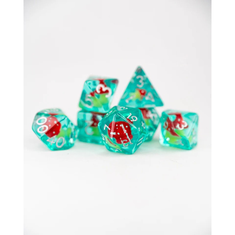 Acrylic Inclusion RPG Dice Set: Shroom and Gloom