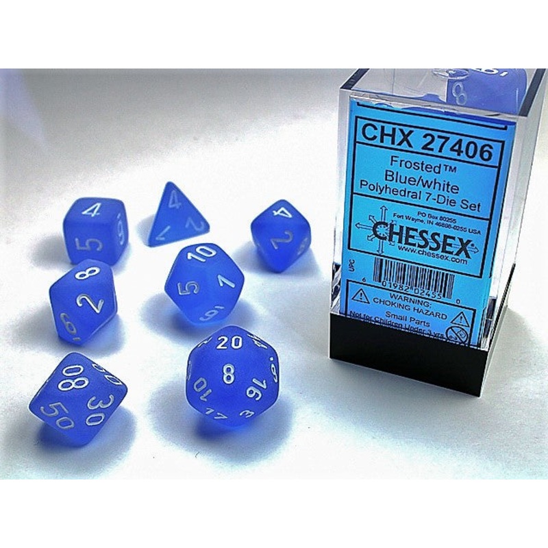 Chessex 7 Dice Set: Frosted - Poly Blue/White