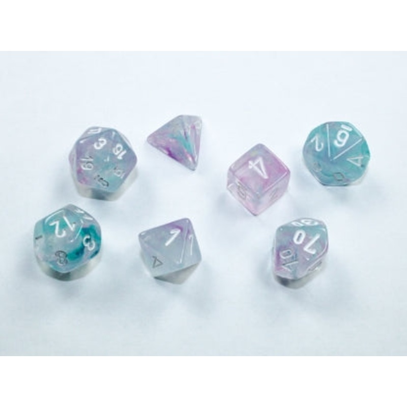 Chessex 7 Dice Set: Nebula - Mini-polyhedral Wisteria/White