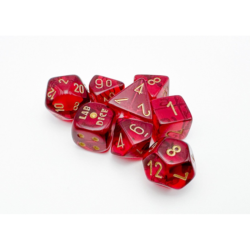 Chessex 7-Die Set: Lab Dice Crimson/Gold
