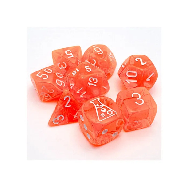 Chessex 7-Die Set: Neon Orange/White