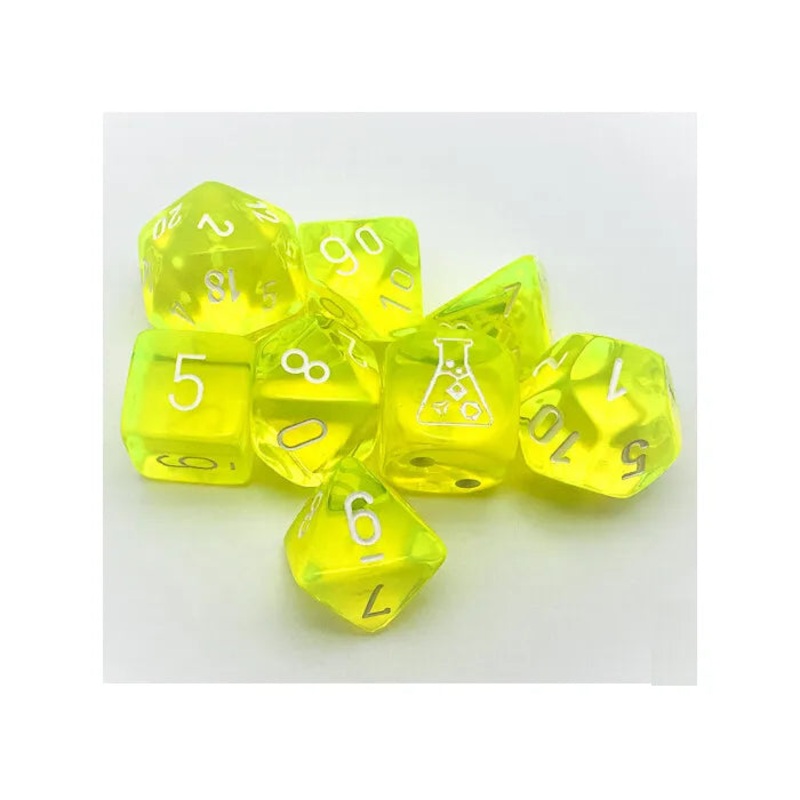 Chessex 7-Die Set: Neon Yellow/White