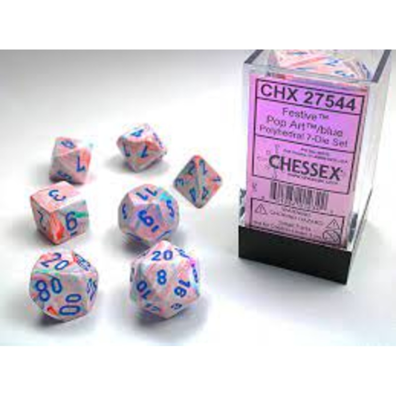 Chessex 7-Die Set: Pop Art/Blue