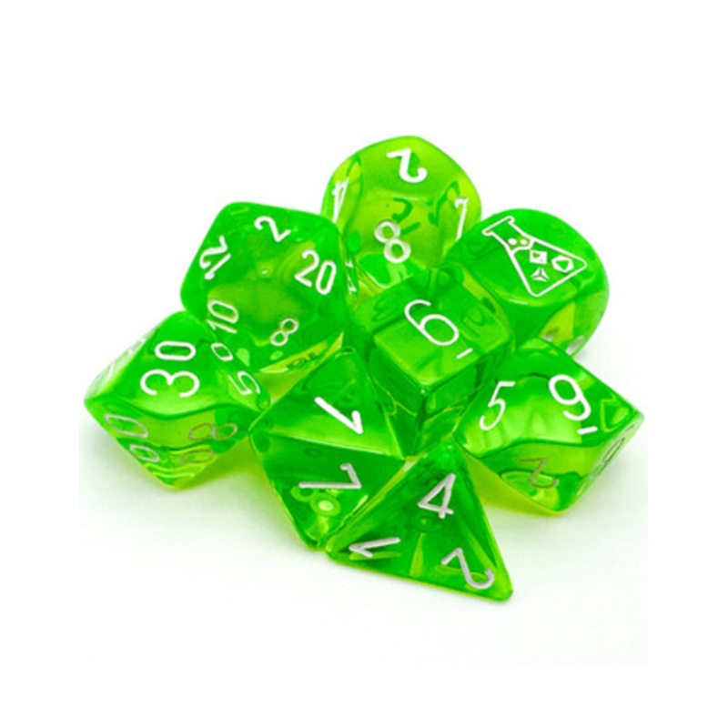 Chessex 7-Die Set: Rad Green/White