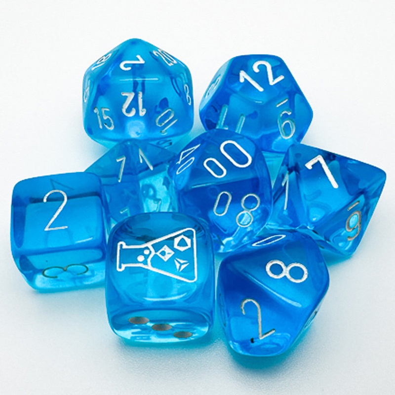 Chessex 7-Die Set: Tropical Blue/White