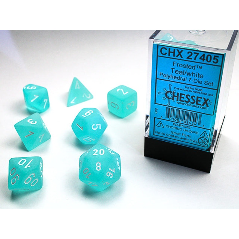 Chessex: Frosted - Poly Teal/White 7 Dice Set