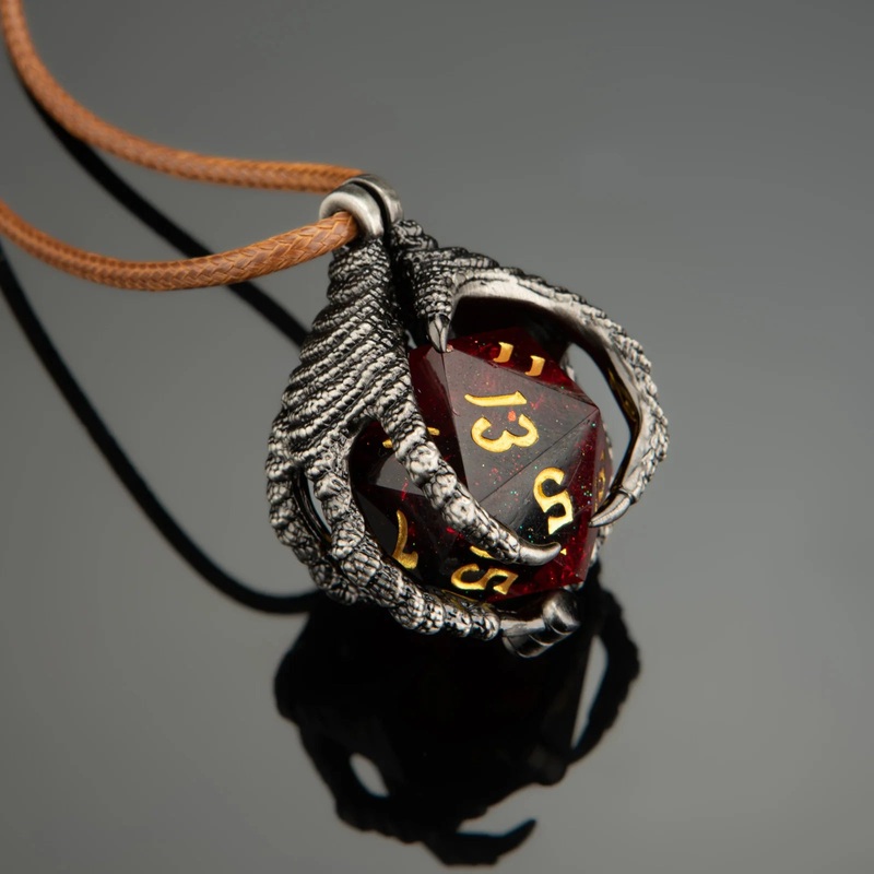 Dragon Claw Necklace with D20: Gold