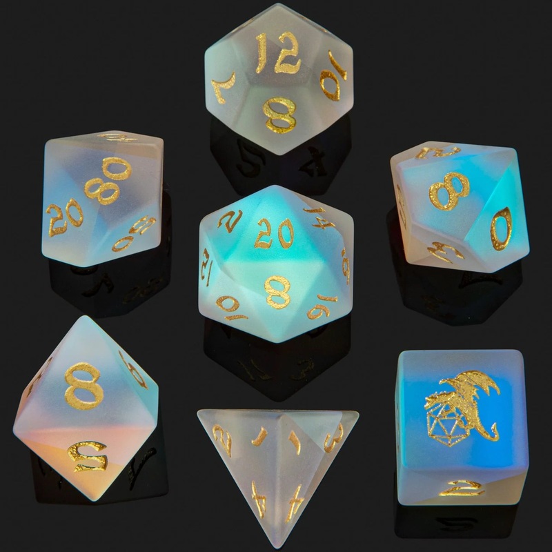 Dragon's Horde Gemstone Dice: Frosted Prismatic Crystal