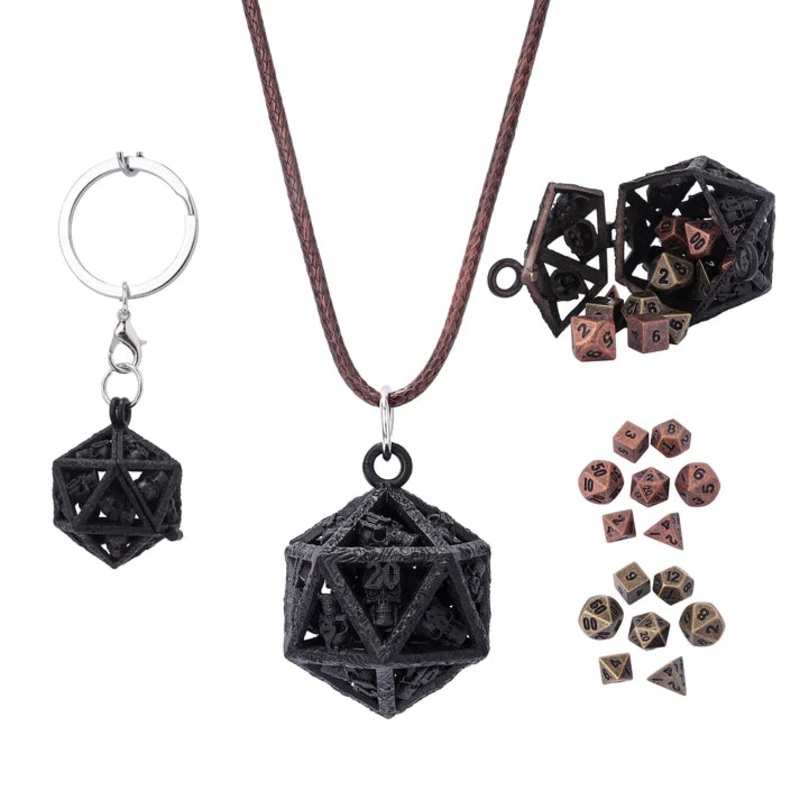 Grimskull's D20 Locket Gift Set: Matte Black