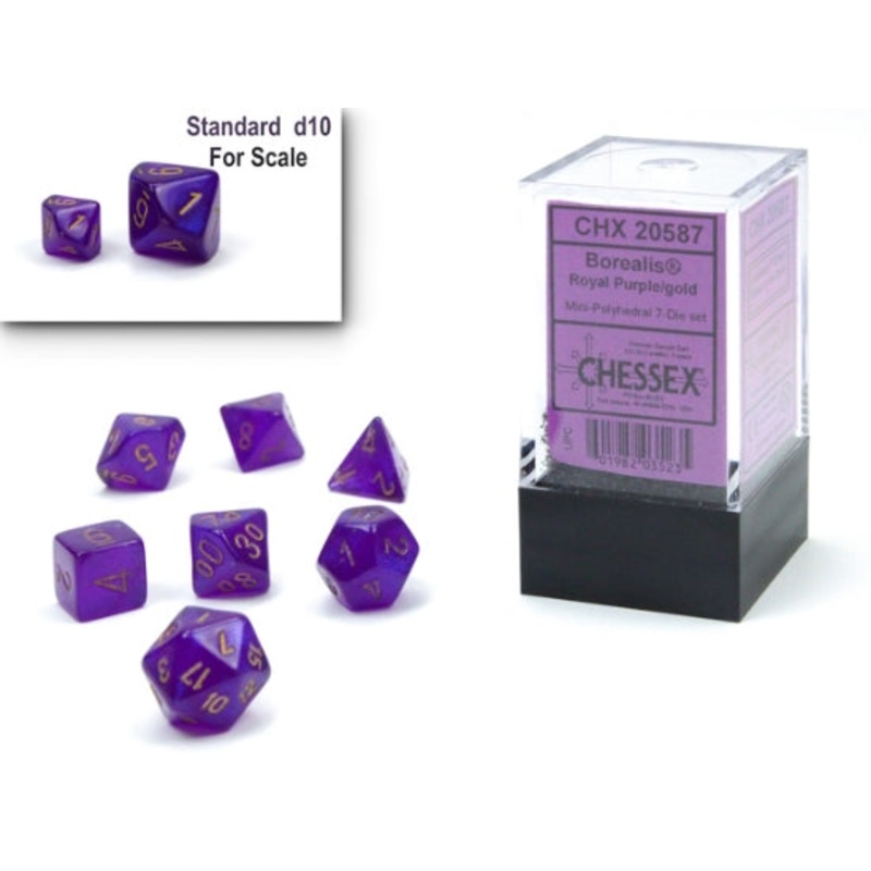 Mini RPG Dice Set: Borealis - Purple/Gold