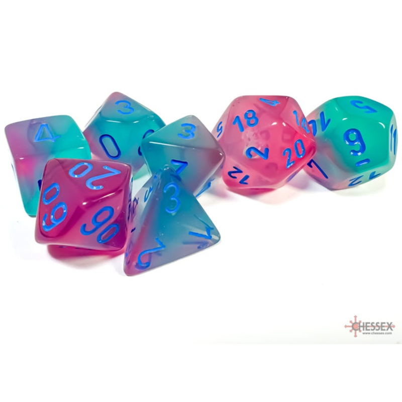 Mini RPG Dice Set: Gemini - Green-Pink/Blue Luminary