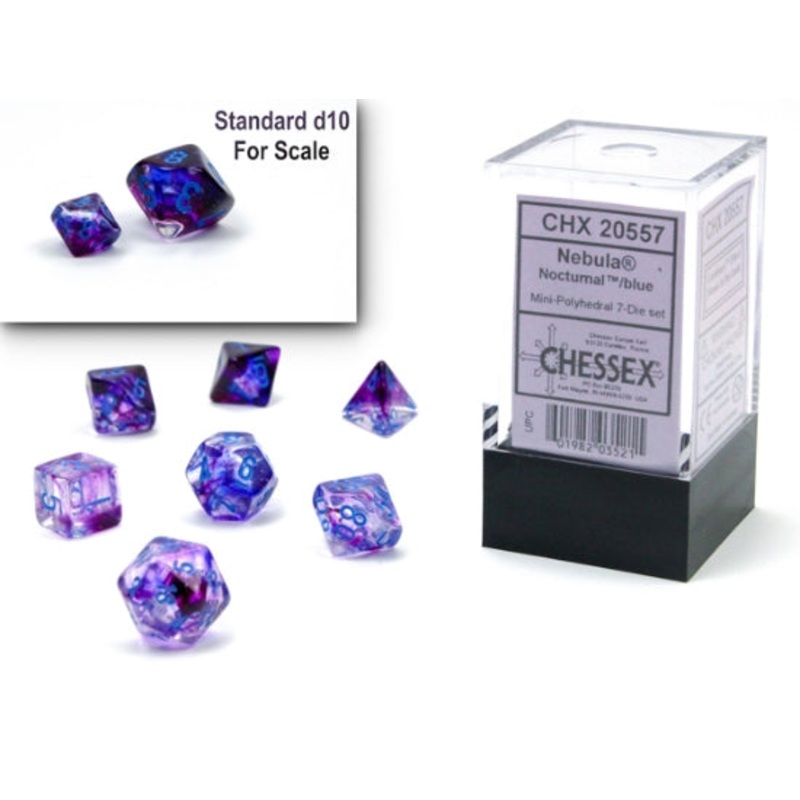 Mini RPG Dice Set: Nebula - Nocturnal/Blue