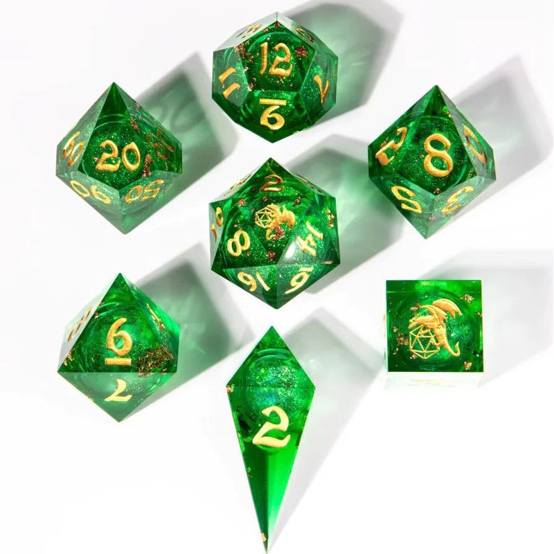 Sharp Edge Liquid Core Dice Set: Green
