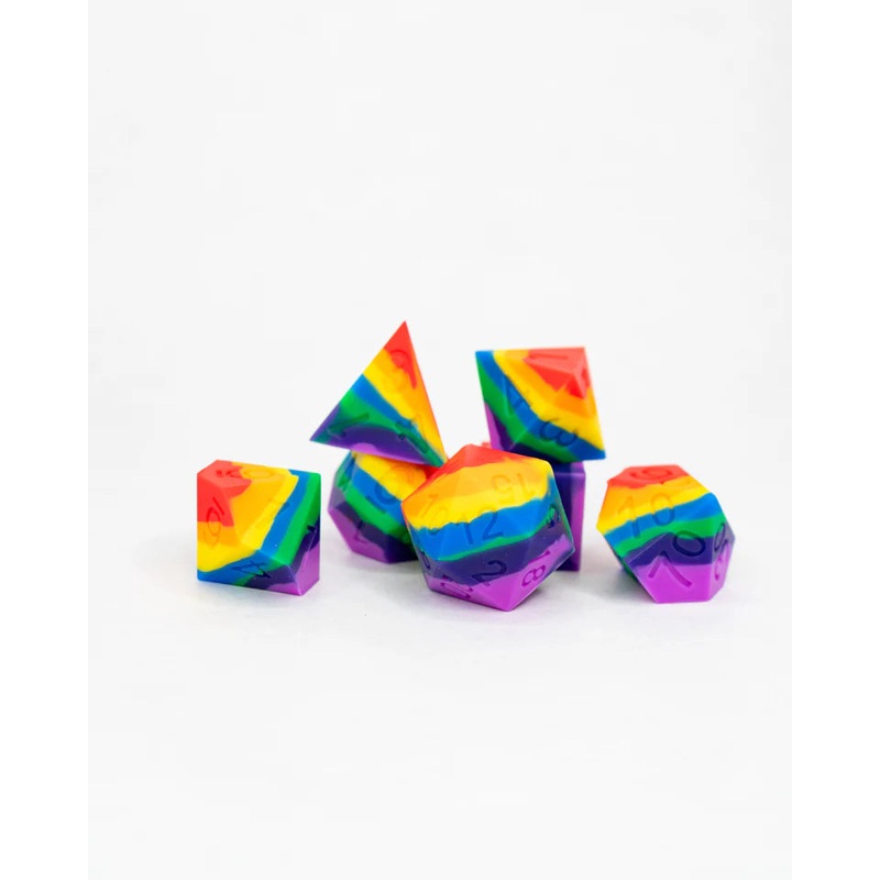 Silicone RPG Dice Set: Taste the Rainbow