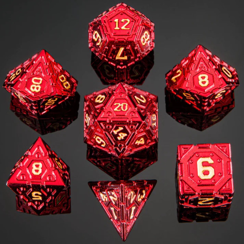 Star Map Metal Dice: Red w/Gold