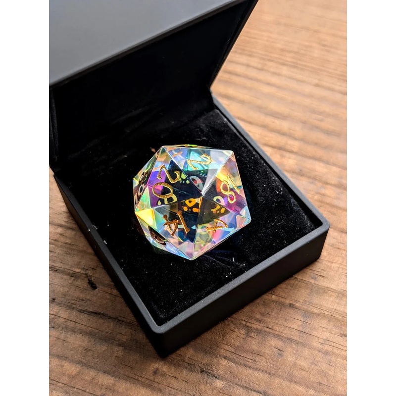 33mm Gemstone D20: Divine Fire