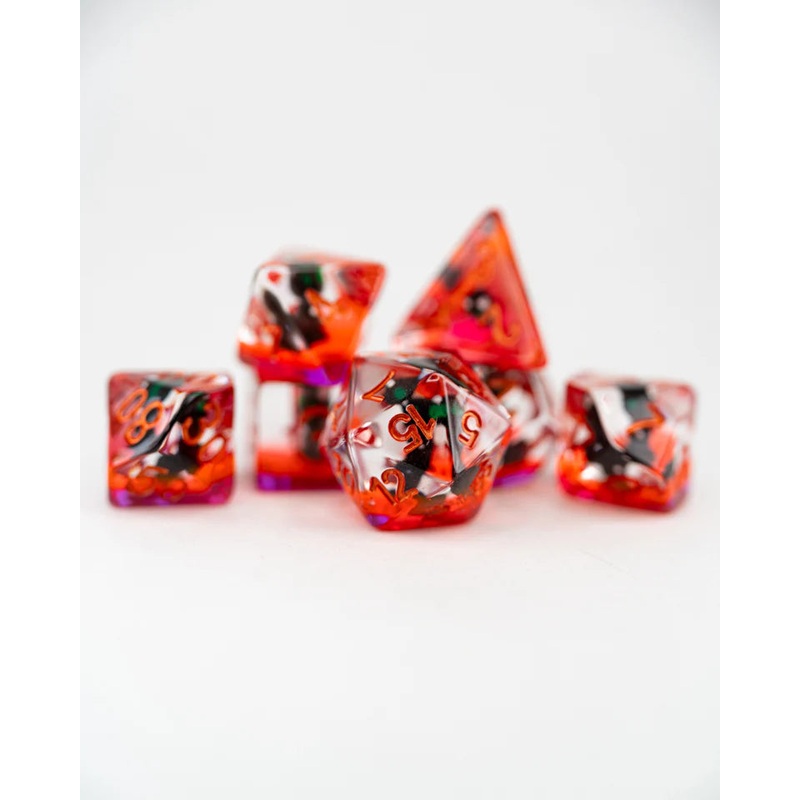 Acrylic RPG Dice Set: Decimus, the Undead Cat