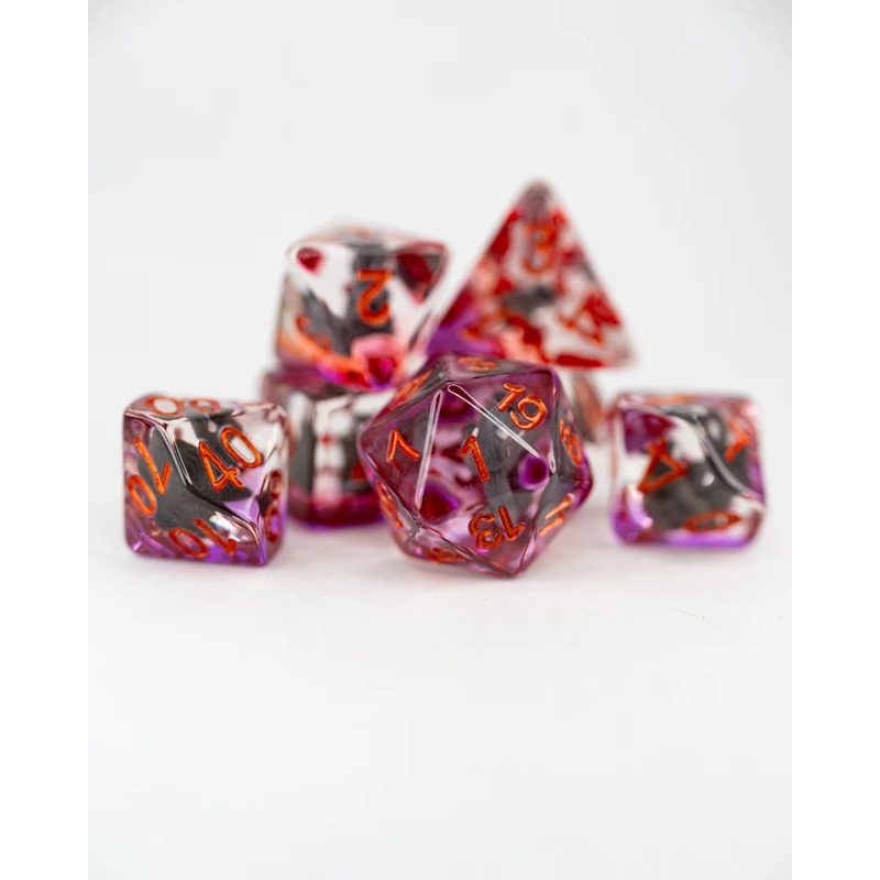 Acrylic RPG Dice Set: Nutkin the Squirrel