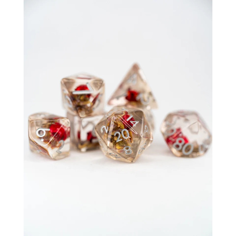 Acrylic RPG Dice Set: Rosehip and Wheat