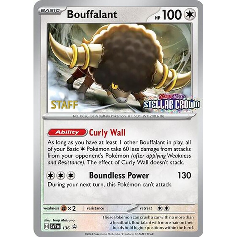 Bouffalant (136) (Staff Promo) [Scarlet & Violet: Black Star Promos]