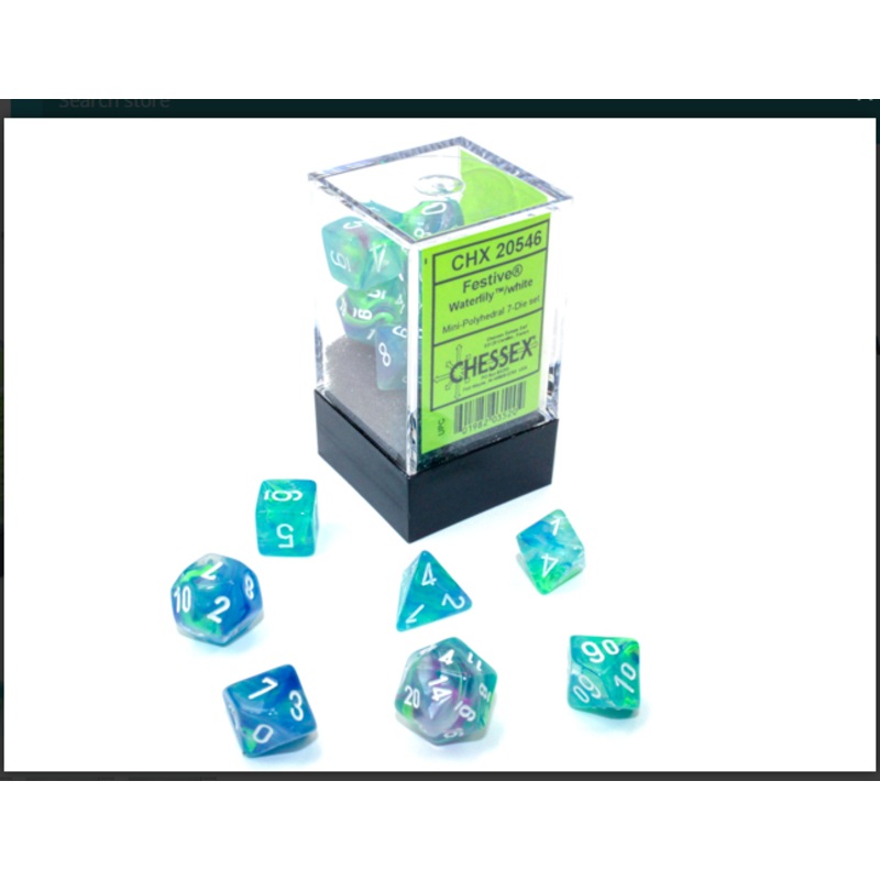Chessex: Festive Waterlily/White - Mini Polyhedral