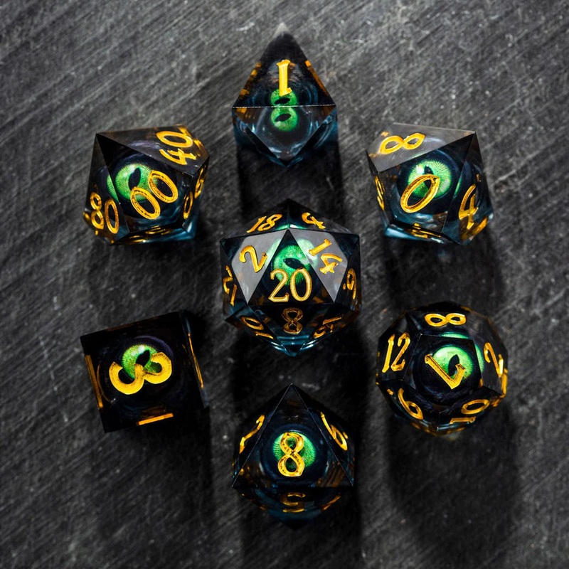 Dragon's Eye Resin Dice: Green Eyes