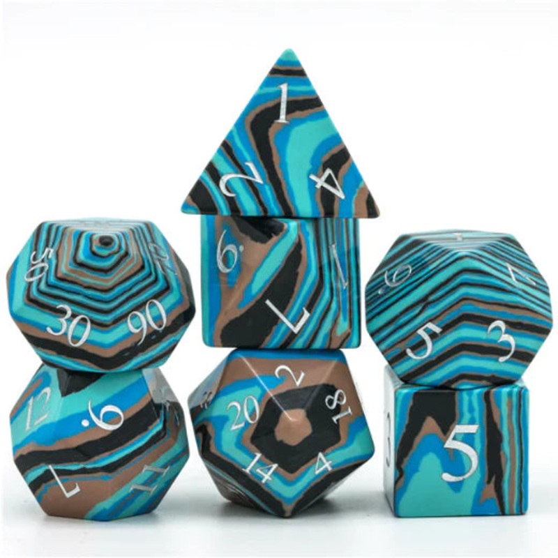 Gemstone RPG Set: Engraved Textured Turquoise - Blue & Brown