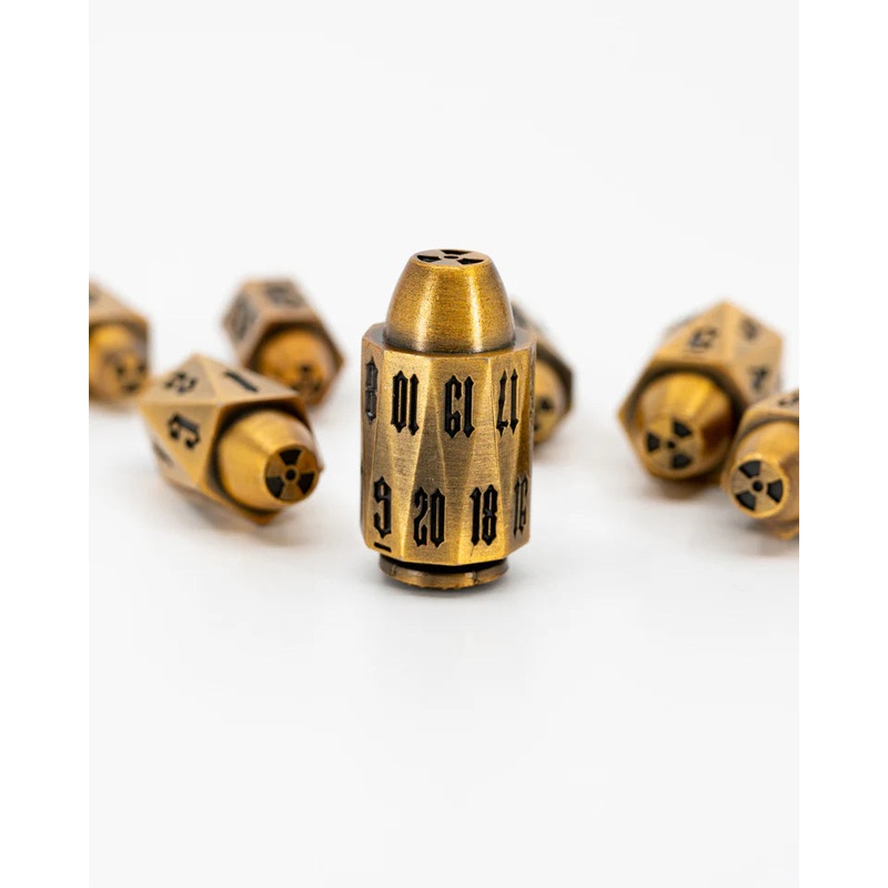 Metal RPG Dice Set: Alpha Brass Bullet