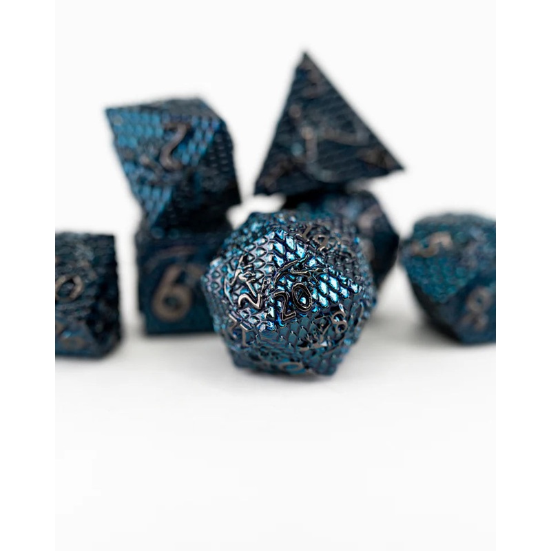 Metal RPG Dice Set: Blighted Sapphires