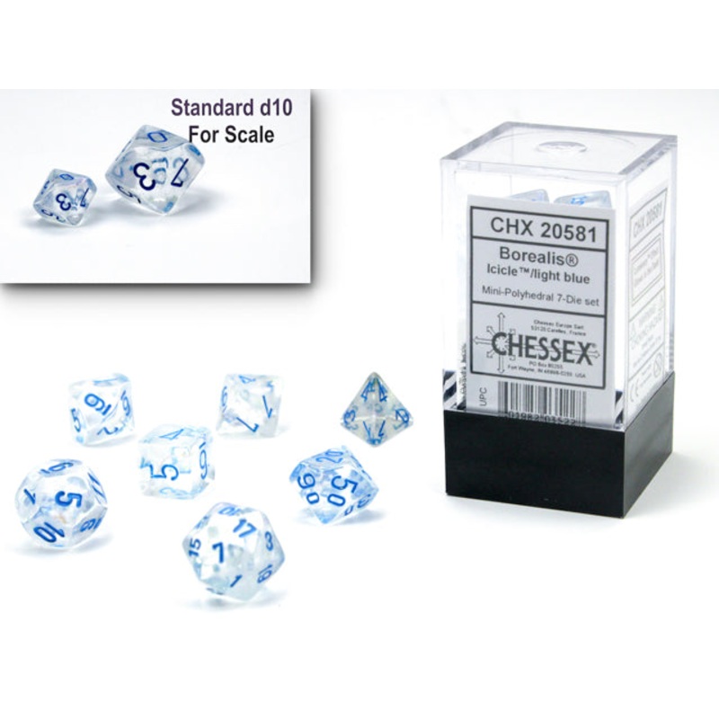 Mini RPG Dice Set: Borealis - Icicle/Light Blue